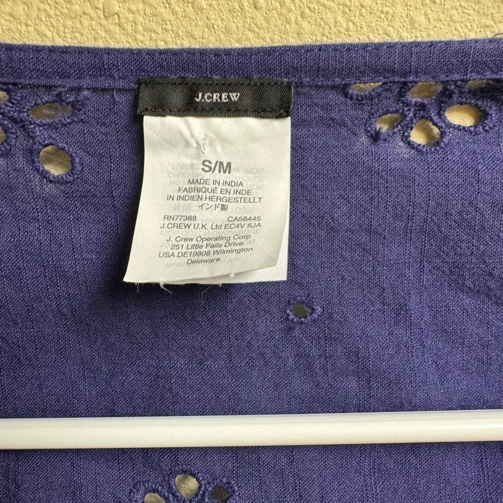J.Crew Eyelet Embroidered Kimono Cardigan S/M – Indigo Blue Floral Cutwork